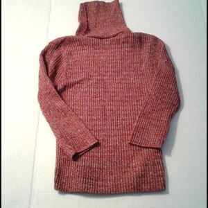 Retro 90s Maroon Turtleneck High Neck Ribbed Knit Fitted Sweater Top XS